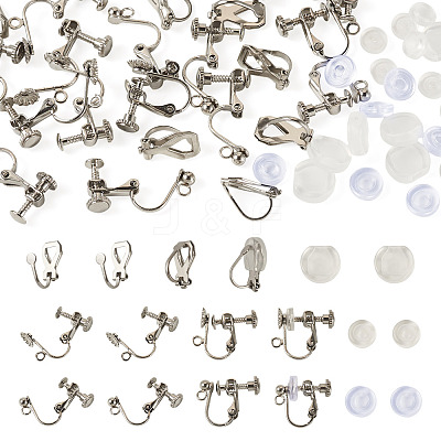 24Pcs 3 Styles 316 Stainless Steel Clip-on Earring Findings STAS-TA0006-31P-1