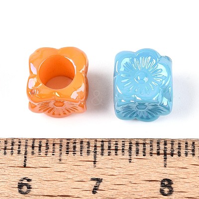 Pearlized UV Plating Opaque Acrylic European Beads SACR-T017-65M-1