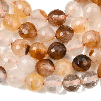Natural Yellow Hematoid Quartz Beads Strands X-G-I003-8mm-04-1