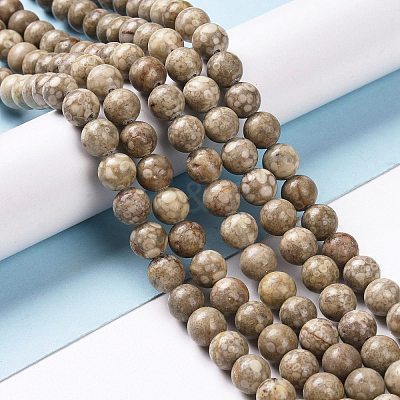 Natural Maifanite/Maifan Stone Beads Strands G-I187-6mm-01-1