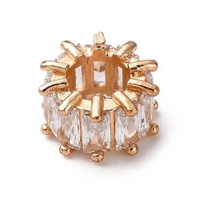 Brass Micro Pave Clear Cubic Zirconia Beads KK-D378-24G-01-1