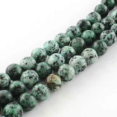Dyed Natural Sesame Jasper Round Beads Strands X-G-R342-8mm-13-1