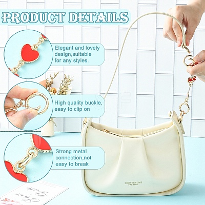 2Pcs 2 Styles Alloy Enamel Heart Butterfly Link Chain Bag Extender Chains FIND-YW0008-10A-1