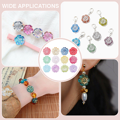 180Pcs 12 Colors Transparent Glass Beads DGLA-ME0001-01-1