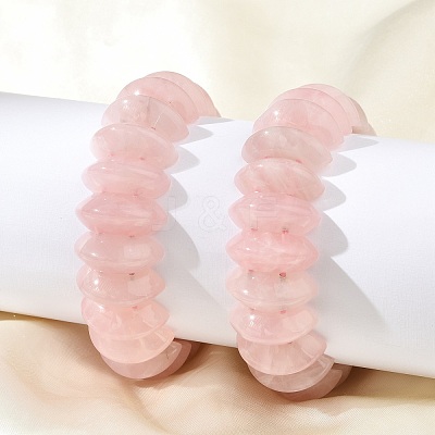 Bicone Natural Rose Quartz Beads Stretch Bracelets for Women BJEW-C097-05C-1