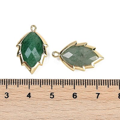 Natural Green Strawberry Quartz Faceted Leaf Pendants G-I375-04G-15-1