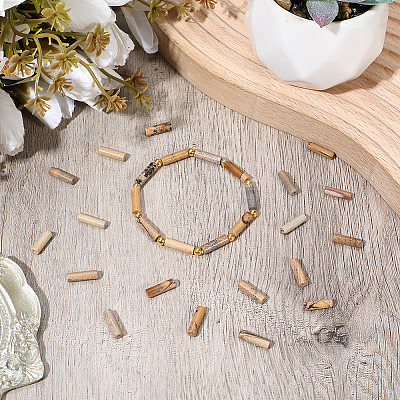 1 Strand Natural Picture Jasper Column Beads Strands G-PA0002-28-1