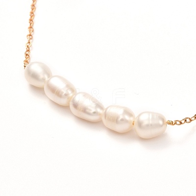 Natural Pearl Beads Pendant Necklace for Girl Women NJEW-JN03667-1