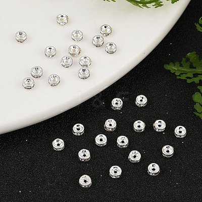 Rack Plating Rondelle Brass Grade A Crystal Rhinestone Spacer Beads RB-D300-S-1