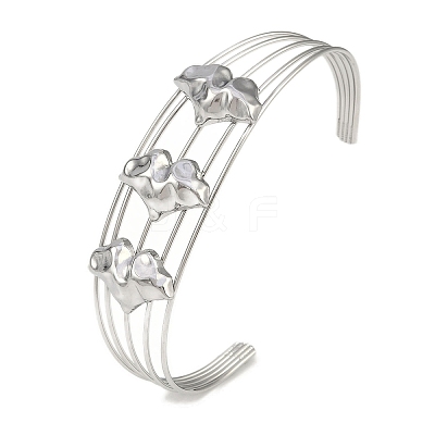 Non-Tarnish 304 Stainless Steel Hollow Open Cuff Bangles BJEW-Q348-03P-01-1