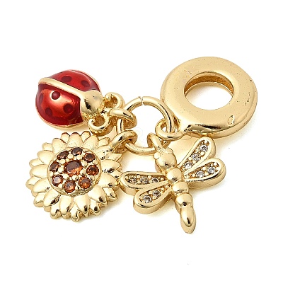 Brass Micro Pave Cubic Zirconia European Dangle Charms KK-Z150-06G-01-1