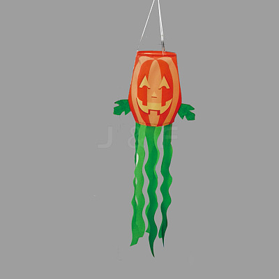 Polyester Halloween Theme Pumpkin Windsock Flag AJEW-WH20003-09-1