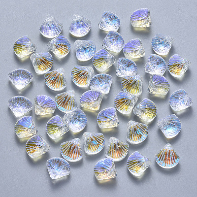 Transparent Spray Painted Glass Beads GLAA-T016-05C-1