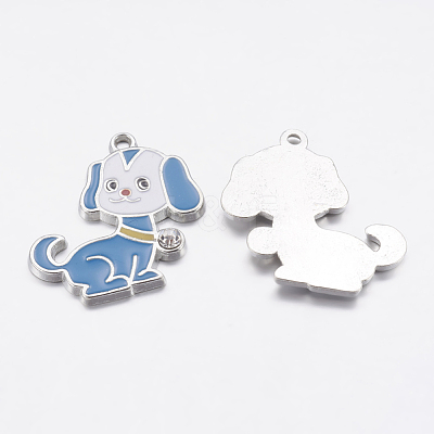 Alloy Enamel Puppy Pendants X-ENAM-P036-M-1