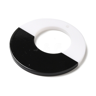 Black and White stitching Acrylic Pendants OACR-S143-01A-1