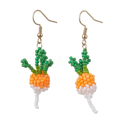 304 Stainless Steel Glass Seed Beads Carrot Dangle Earrings EJEW-MZ00579-05-1