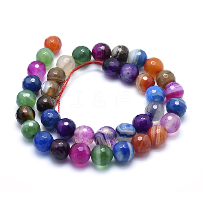 Natural Striped Agate/Banded Agate Beads G-J371-06-8mm-1