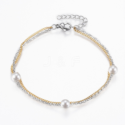 Two Tone 304 Stainless Steel Bracelets BJEW-G580-03-1