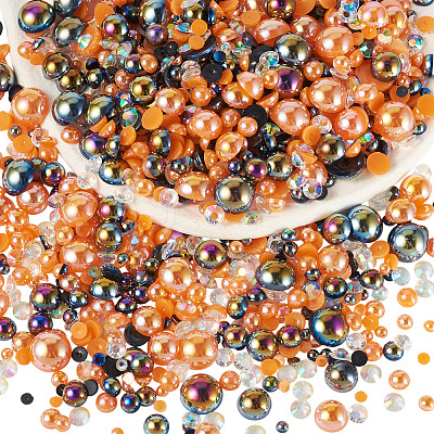 Half Round ABS Plastic Cabochons FIND-TAC0038-08B-1