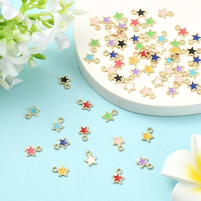 150Pcs Eco-friendly Alloy Enamel Star Charms ENAM-YW0005-87-1