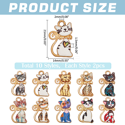 20Pcs 10 Colors Alloy Enamel Pendants ENAM-ME0001-22-1