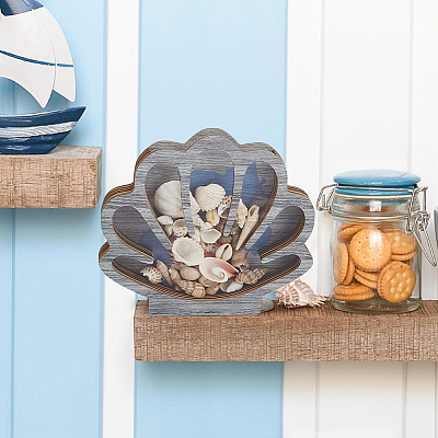 Shell Shape Wooden Jewelry Display Cases with Visible Window ODIS-SP0001-14B-1