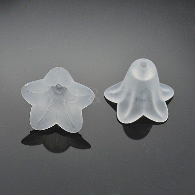 White Frosted Transparent Acrylic Flower Beads X-PLF018-01-1