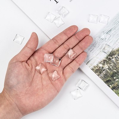 Transparent Clear Glass Square Cabochons GGLA-A001-15mm-1