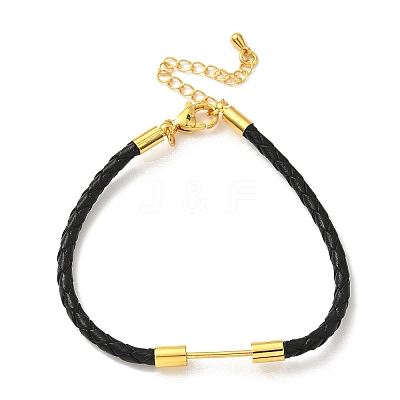 3MM Braided Round Imitation Leather Cord Bracelet Making MAK-S075-01G-S-1