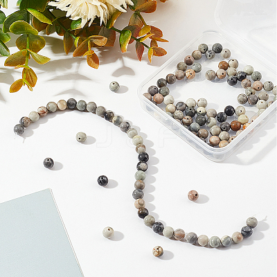 2 Strands Round Natural Polychrome Jasper/Picasso Stone/Picasso Jasper Beads Strands G-OC0002-72-1