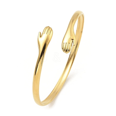 304 Stainless Steel Open Cuff Bangles BJEW-P302-01G-1