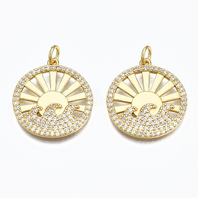 Brass Micro Pave Clear Cubic Zirconia Pendants X-ZIRC-N039-125-NF-1