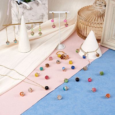 10Pcs Gemstone Charm Pendant Crystal Quartz Healing Natural Stone Pendants Buckle for Jewelry Necklace Earring Making Cra JX599G-1