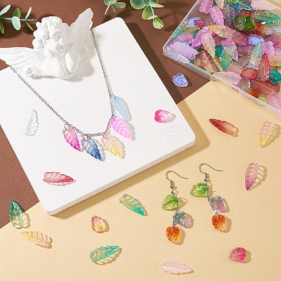 120Pcs 2 Styles Autumn Theme Two-Tone Transparent Glass Charms EGLA-TA0013-49-1