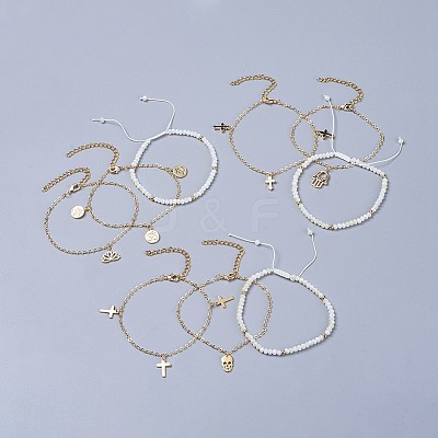 Charm Bracelets and Braided Bracelets Sets BJEW-JB04323-1