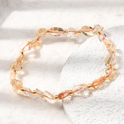 Heated Natural Citrine Beaded Stretch Bracelets GG-CBA05D5-02A-10-1