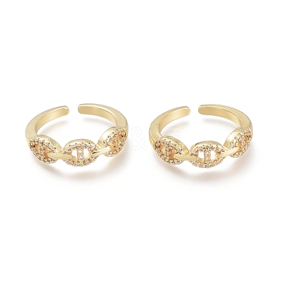 Brass Micro Pave Clear Cubic Zirconia Cuff Rings RJEW-O037-07G-1