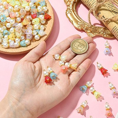 100Pcs 10 Colors Acrylic Pendants PALLOY-CJ00058-1