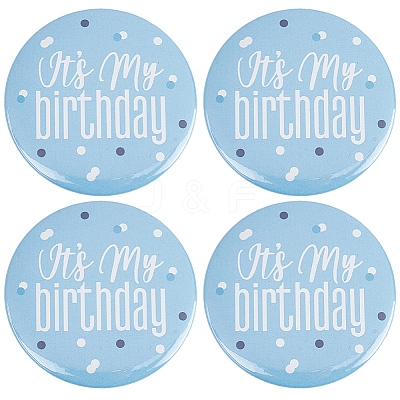 4Pcs It's My Birthday Tinplate Brooches JEWB-CN0001-12B-1