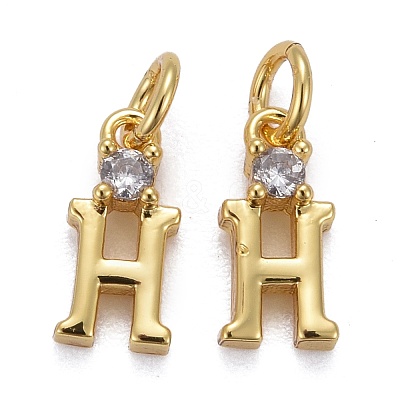 Brass Micro Pave Clear Cubic Zirconia Pendants ZIRC-Z011-35H-1