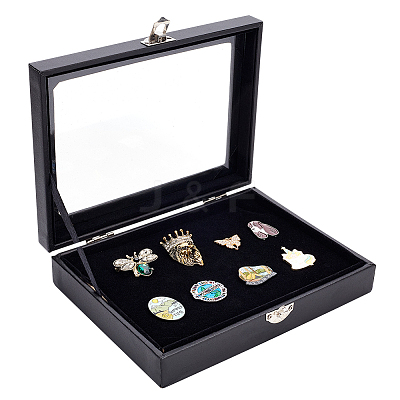 Rectangle PU Leather Badge Storage Presentation Boxes ODIS-WH0025-177-1