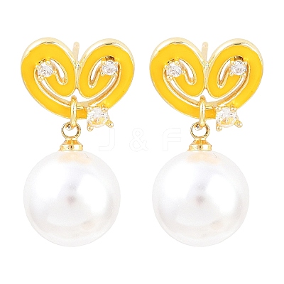 Valentine's Day Brass Clear Cubic Zirconia Dangle Stud Earrings EJEW-Z164-07G-04-1