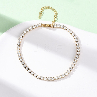304 Stainless Steel with Cubic Zirconia Link Chain Bracelets for Women BJEW-G754-01B-G03-1