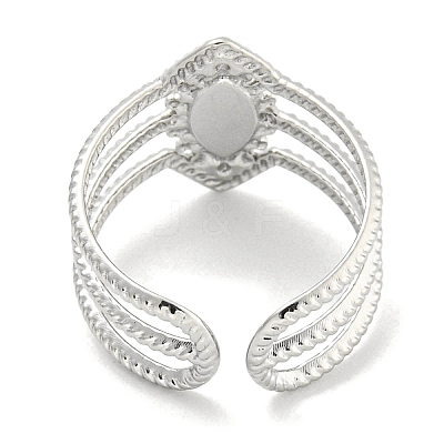 304 Stainless Steel Synthetic Gemstone Cuff Rings G-Z056-03P-1