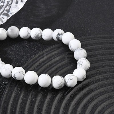 Natural Howlite Round Beaded Stretch Bracelets GG-CBA12F1-02A-10-1