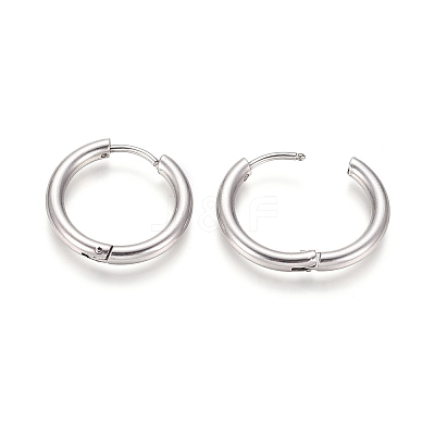 Tarnish Resistant 202 Stainless Steel Huggie Hoop Earrings A-EJEW-F111B-19mm-P-1
