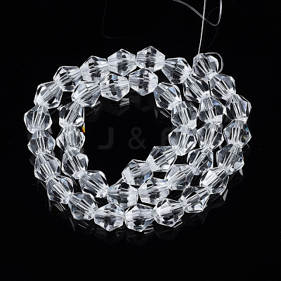 Transparent Faceted Glass Beads Strands GLAA-TAC0010-01A-01-1