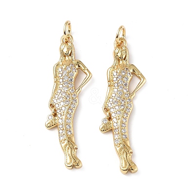 Brass Micro Pave Cubic Zirconia Pendants KK-E068-VF282-1
