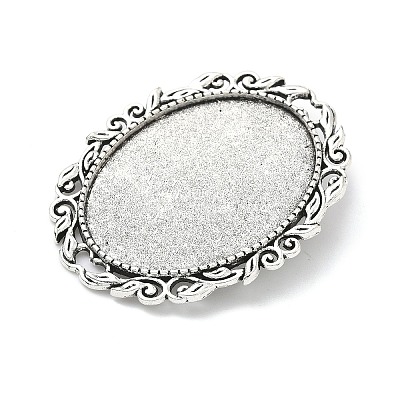 Vintage Tibetan Alloy Brooch Cabochon Bezel Settings PALLOY-O037-08AS-1