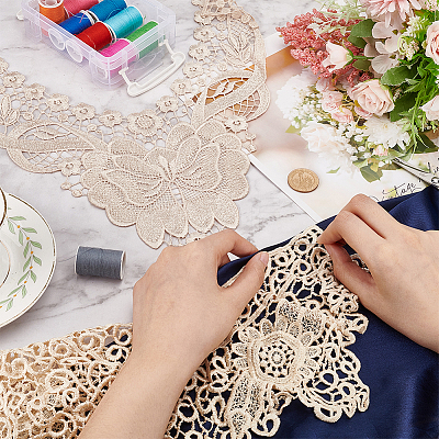 2Pcs 2 Styles Polyester Computerized Embroidery Collar DIY-BC0006-62-1